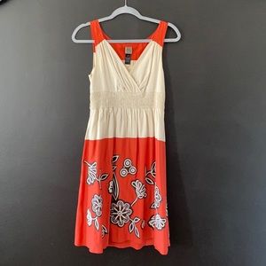 Beige and Rust MIDI Dress